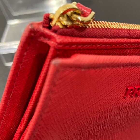 Prada Red Lux Compact Zip Small Wallet (JB1311) - Picture 8 of 9